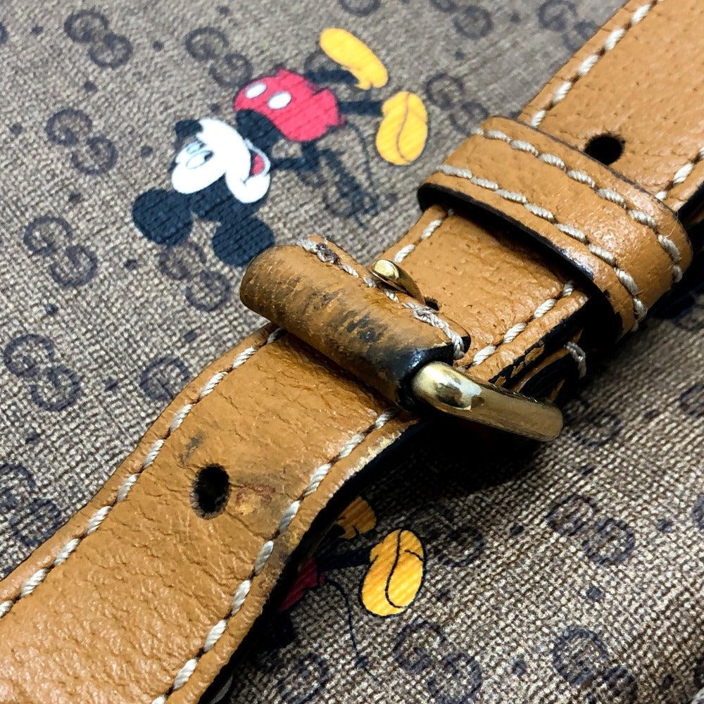 GUCCI Backpack 603898 PVC / Leather Beige x brown Mini GG Supreme Mickey Mouse DISNEY unisex(Unisex) Used