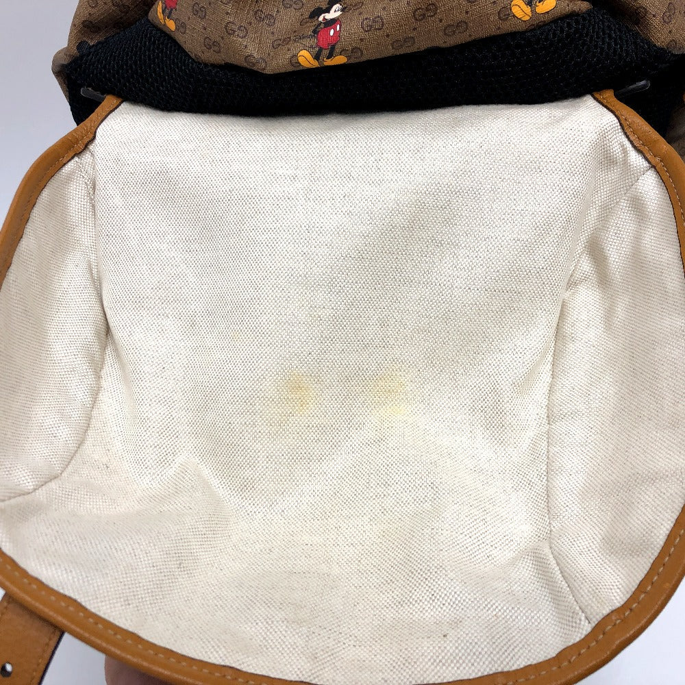 GUCCI Backpack 603898 PVC / Leather Beige x brown Mini GG Supreme Mickey Mouse DISNEY unisex(Unisex) Used