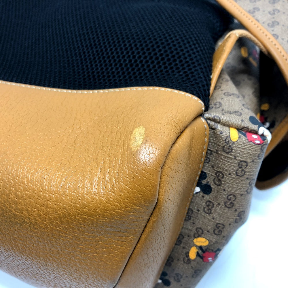 GUCCI Backpack 603898 PVC / Leather Beige x brown Mini GG Supreme Mickey Mouse DISNEY unisex(Unisex) Used