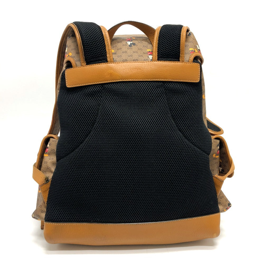 GUCCI Backpack 603898 PVC / Leather Beige x brown Mini GG Supreme Mickey Mouse DISNEY unisex(Unisex) Used