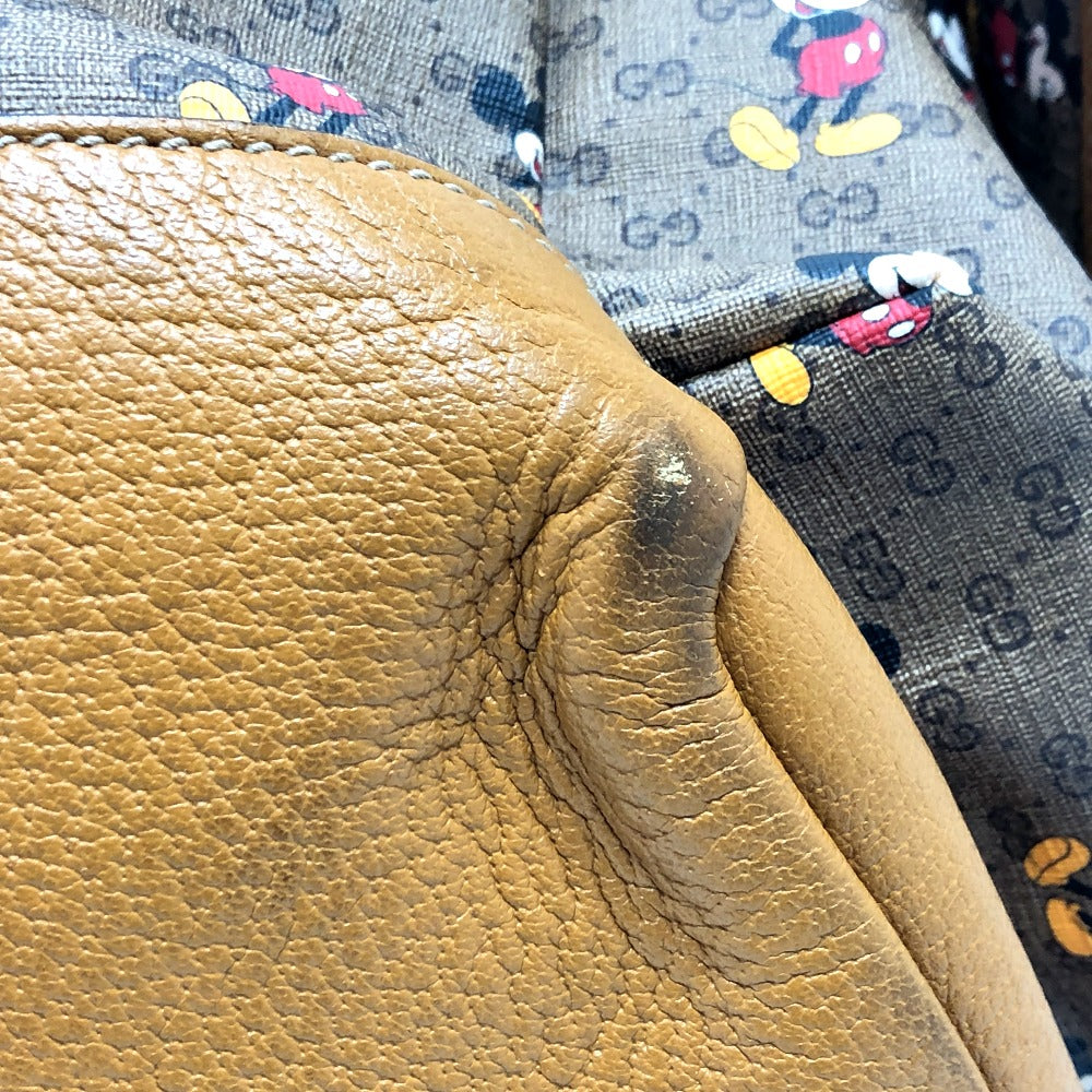 GUCCI Backpack 603898 PVC / Leather Beige x brown Mini GG Supreme Mickey Mouse DISNEY unisex(Unisex) Used