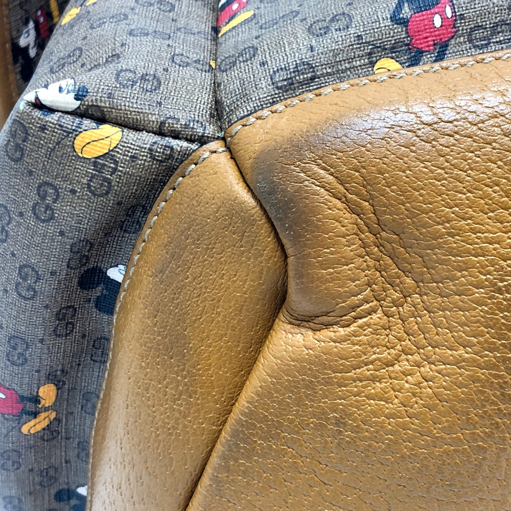 GUCCI Backpack 603898 PVC / Leather Beige x brown Mini GG Supreme Mickey Mouse DISNEY unisex(Unisex) Used