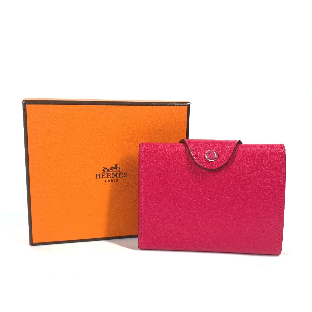 HERMES Folded wallet Shave pink Serie illiard compact Women Used