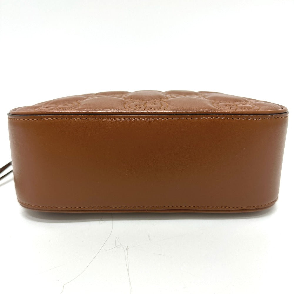 GUCCI Shoulder Bag 702234 leather Brown GG Matelasse Double G Small Women Used