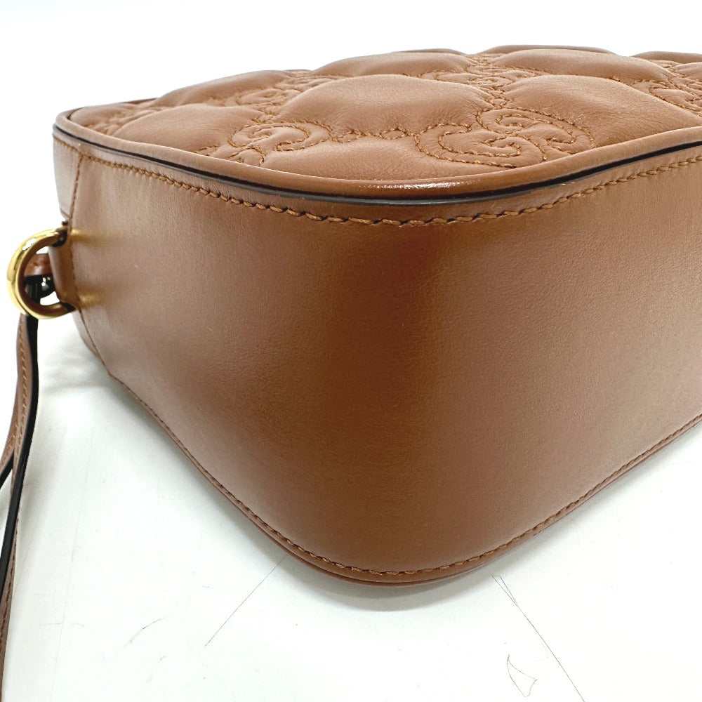 GUCCI Shoulder Bag 702234 leather Brown GG Matelasse Double G Small Women Used