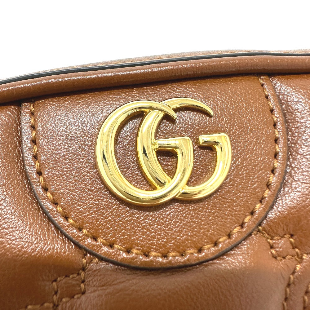 GUCCI Shoulder Bag 702234 leather Brown GG Matelasse Double G Small Women Used