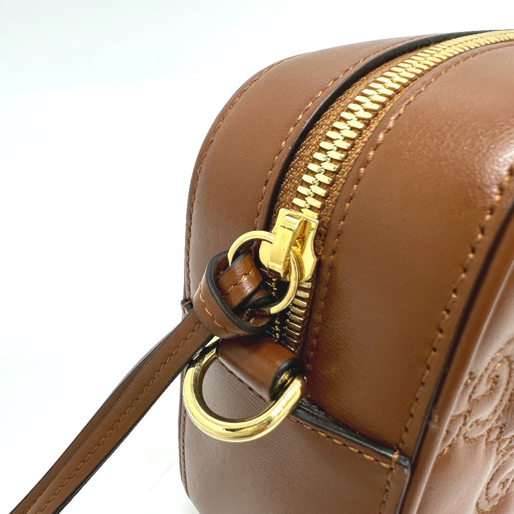 GUCCI Shoulder Bag 702234 leather Brown GG Matelasse Double G Small Women Used