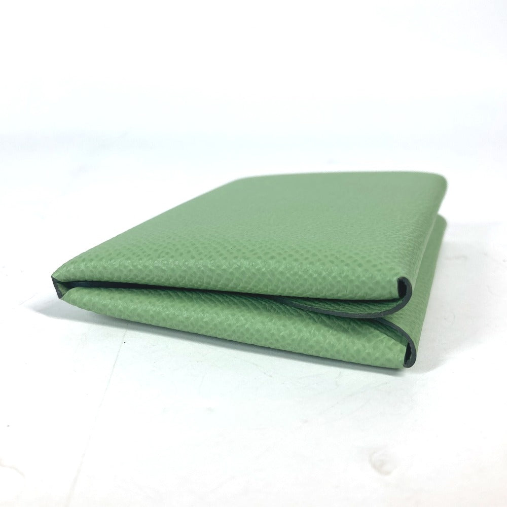 HERMES Coin case Epsom green Bifold Wallet Slim Calvi duo unisex(Unisex) Used