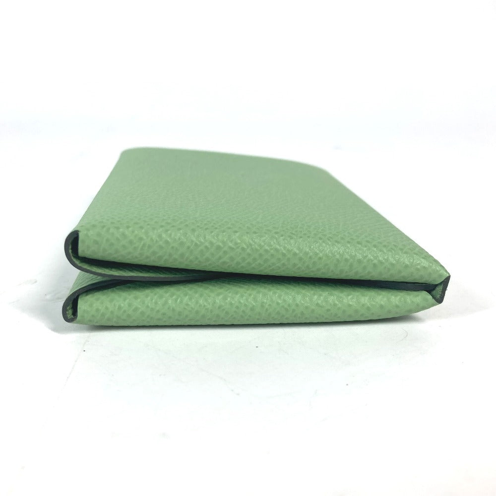 HERMES Coin case Epsom green Bifold Wallet Slim Calvi duo unisex(Unisex) Used