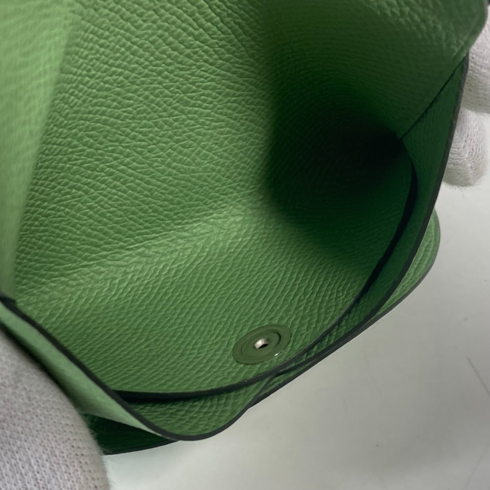 HERMES Coin case Epsom green Bifold Wallet Slim Calvi duo unisex(Unisex) Used