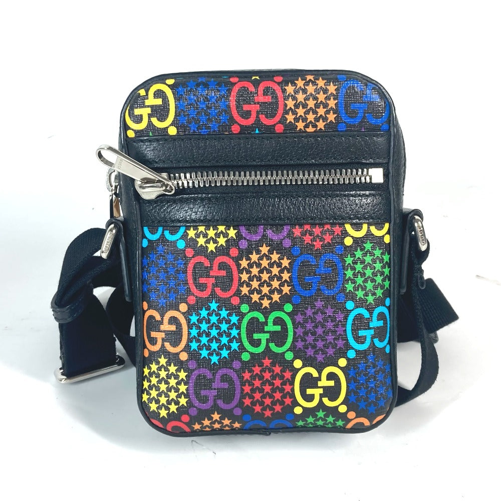 GUCCI Shoulder Bag 598103 leather Black x multicolor GG psychedelic Crossbody unisex(Unisex) Used