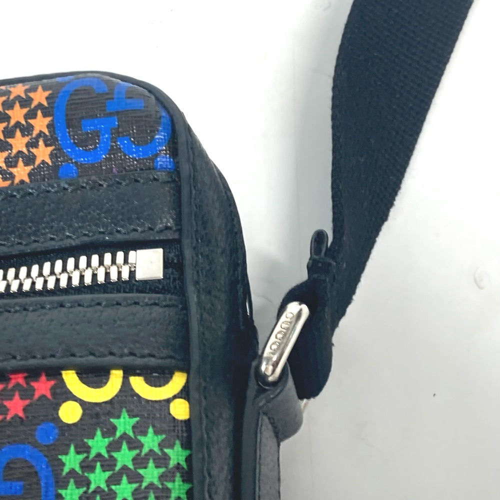 GUCCI Shoulder Bag 598103 leather Black x multicolor GG psychedelic Crossbody unisex(Unisex) Used