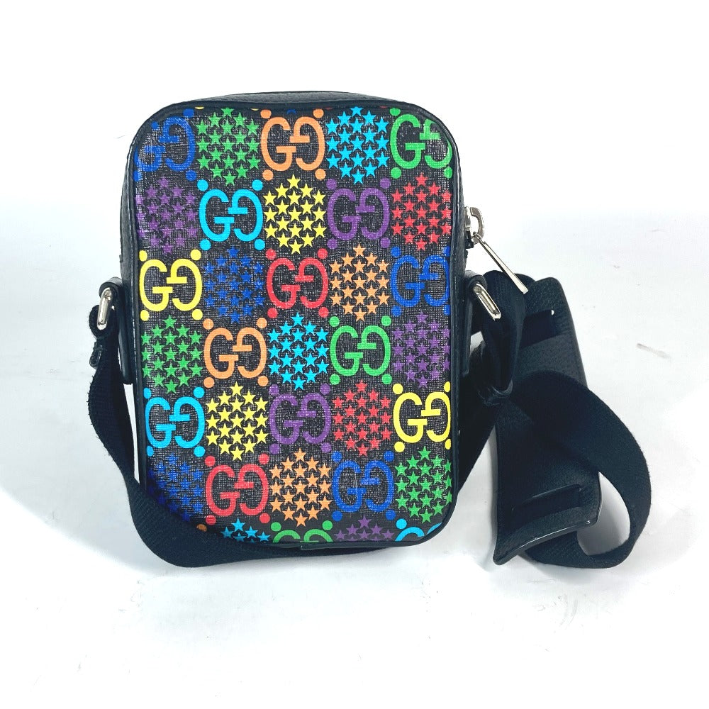 GUCCI Shoulder Bag 598103 leather Black x multicolor GG psychedelic Crossbody unisex(Unisex) Used