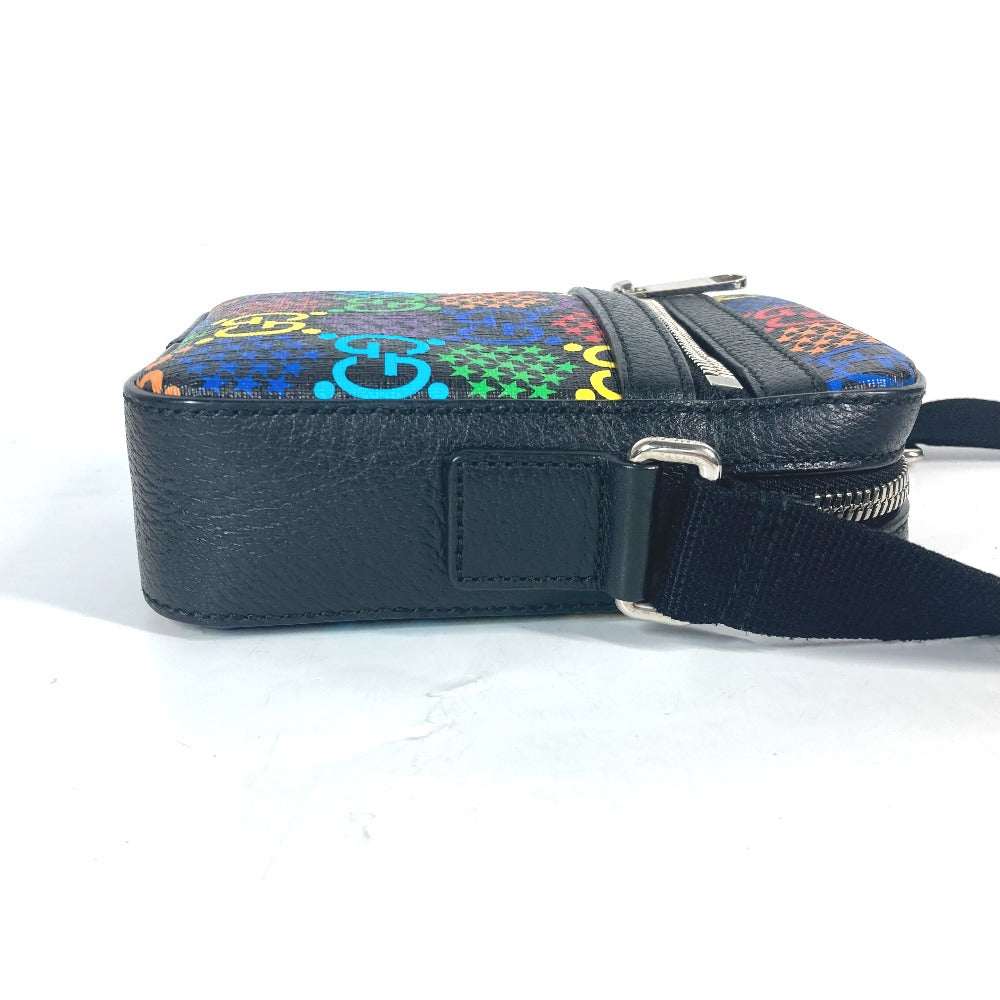 GUCCI Shoulder Bag 598103 leather Black x multicolor GG psychedelic Crossbody unisex(Unisex) Used