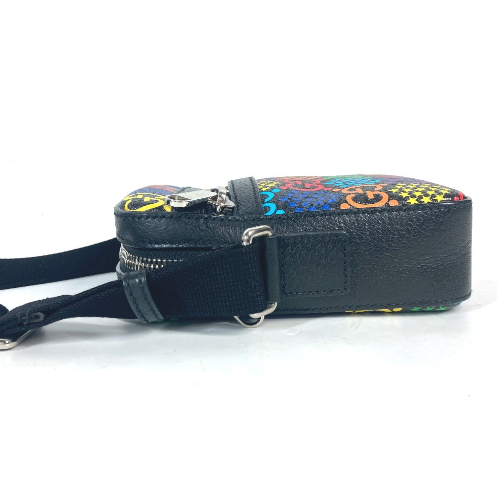 GUCCI Shoulder Bag 598103 leather Black x multicolor GG psychedelic Crossbody unisex(Unisex) Used