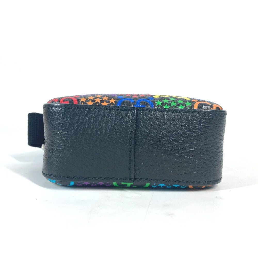 GUCCI Shoulder Bag 598103 leather Black x multicolor GG psychedelic Crossbody unisex(Unisex) Used