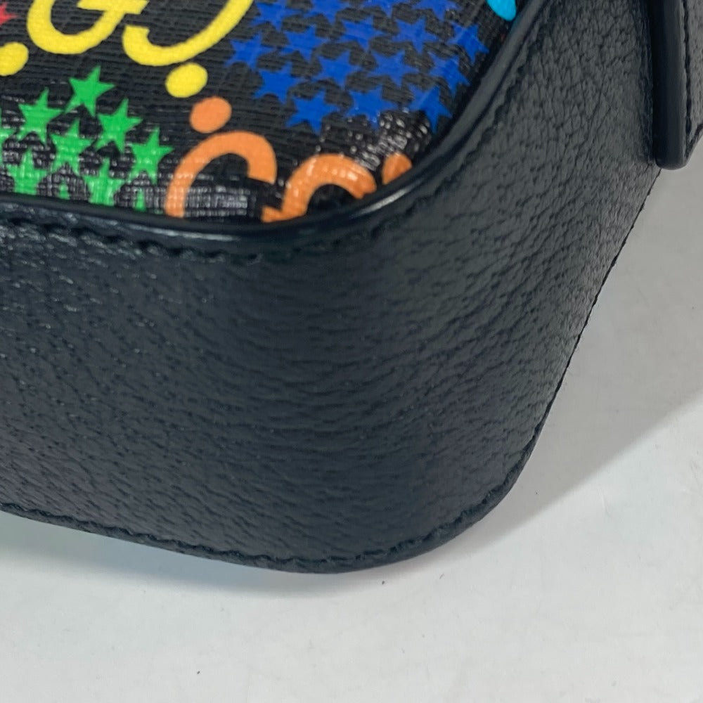 GUCCI Shoulder Bag 598103 leather Black x multicolor GG psychedelic Crossbody unisex(Unisex) Used