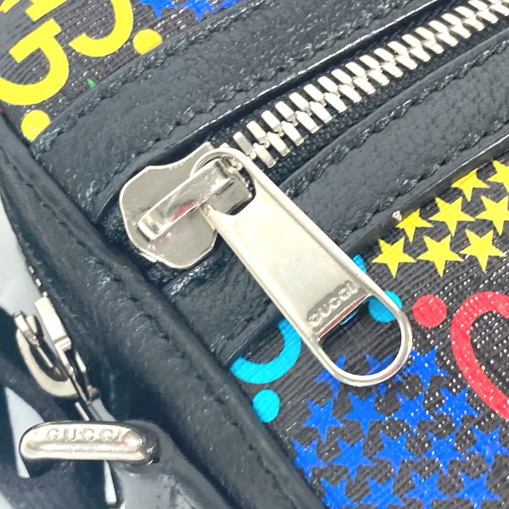 GUCCI Shoulder Bag 598103 leather Black x multicolor GG psychedelic Crossbody unisex(Unisex) Used