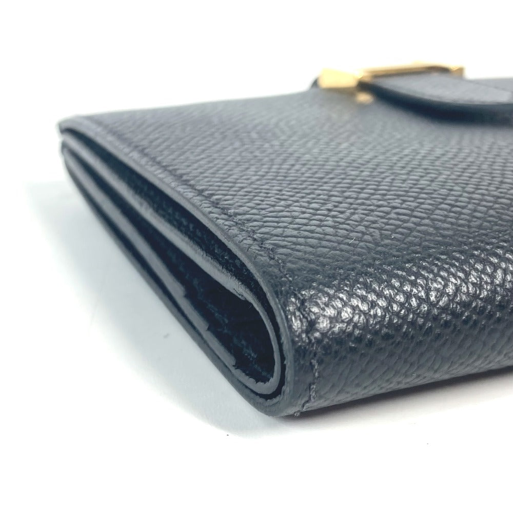 HERMES Folded wallet Epsom black H logo BEAN Compact Women Used