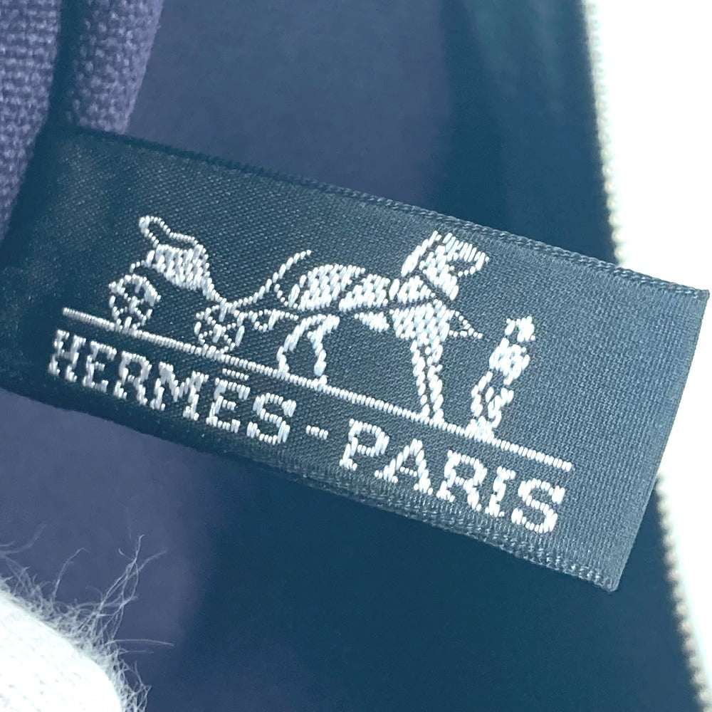 HERMES Pouch cotton Navy logo flat Yachting PM unisex(Unisex) Used