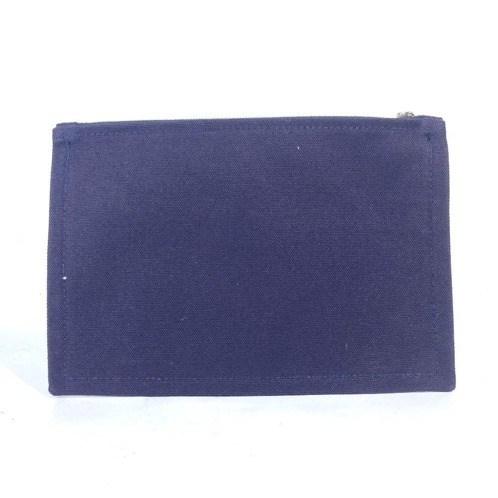 HERMES Pouch cotton Navy logo flat Yachting PM unisex(Unisex) Used