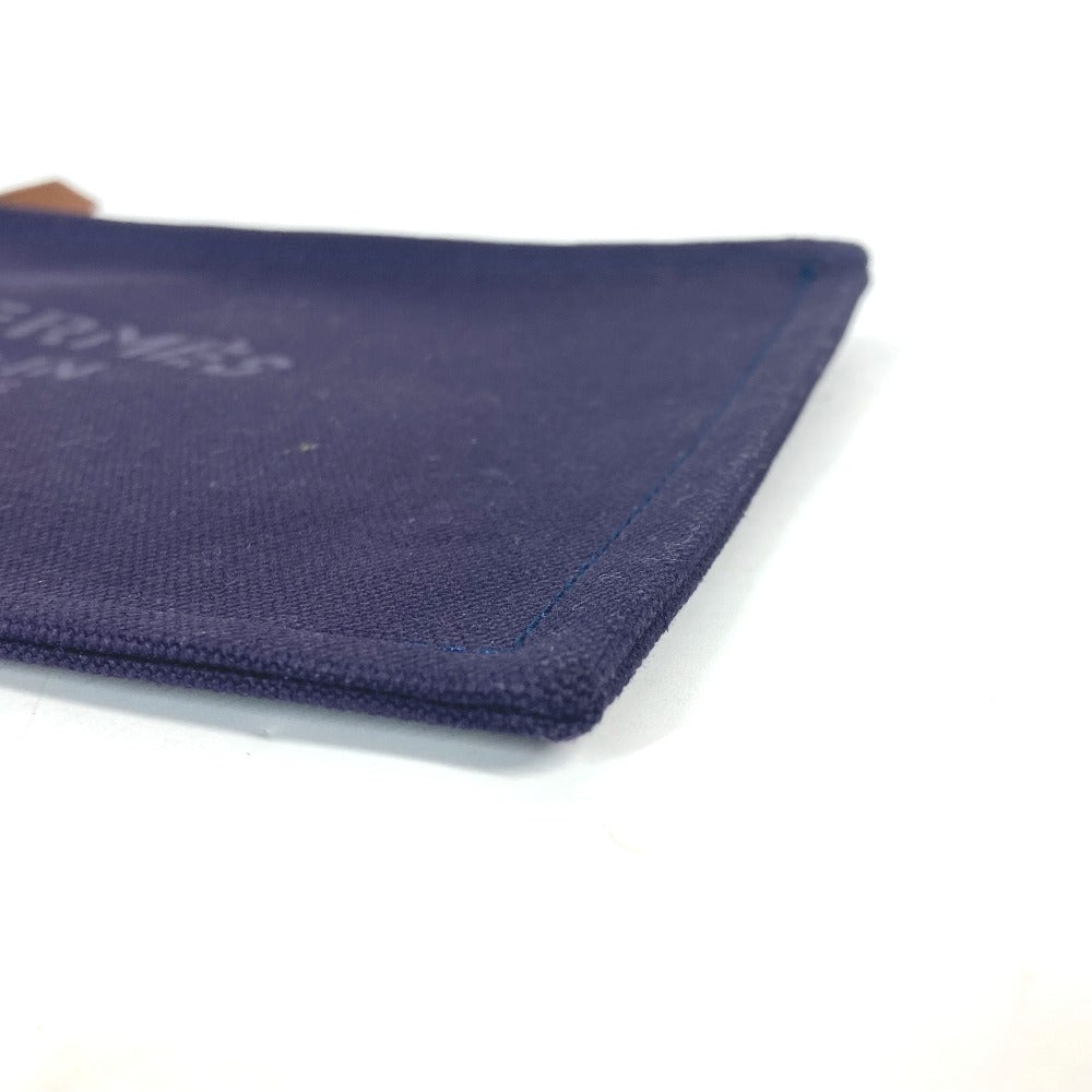 HERMES Pouch cotton Navy logo flat Yachting PM unisex(Unisex) Used