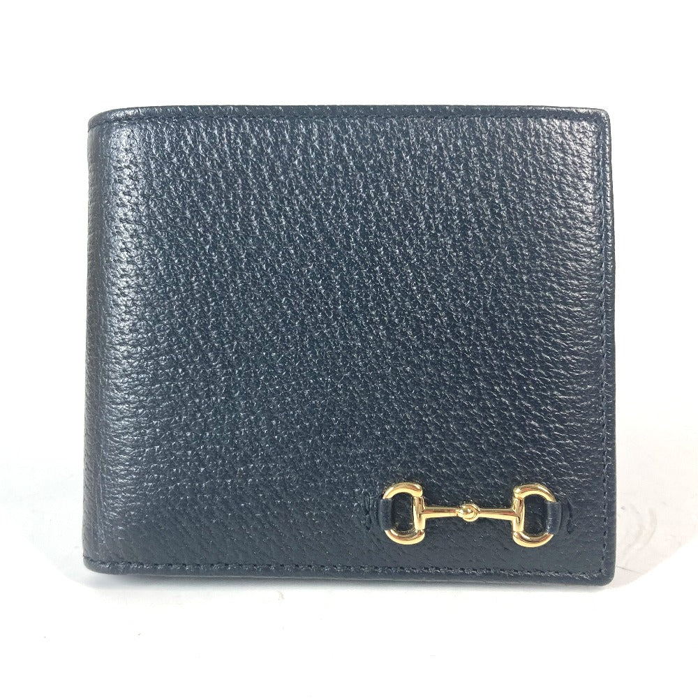 GUCCI Folded wallet 700464 leather black Mini wallet Horsebit mens Used