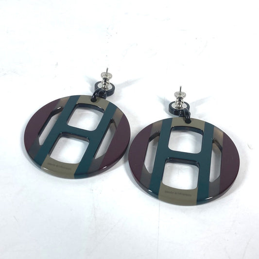 HERMES Pierce Buffalo horn Green x Brown type Lacquerwood H-equipe H logo Women Used