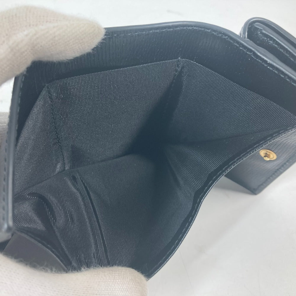 GUCCI Trifold wallet 790100 leather black logo Script Wallet Women Used