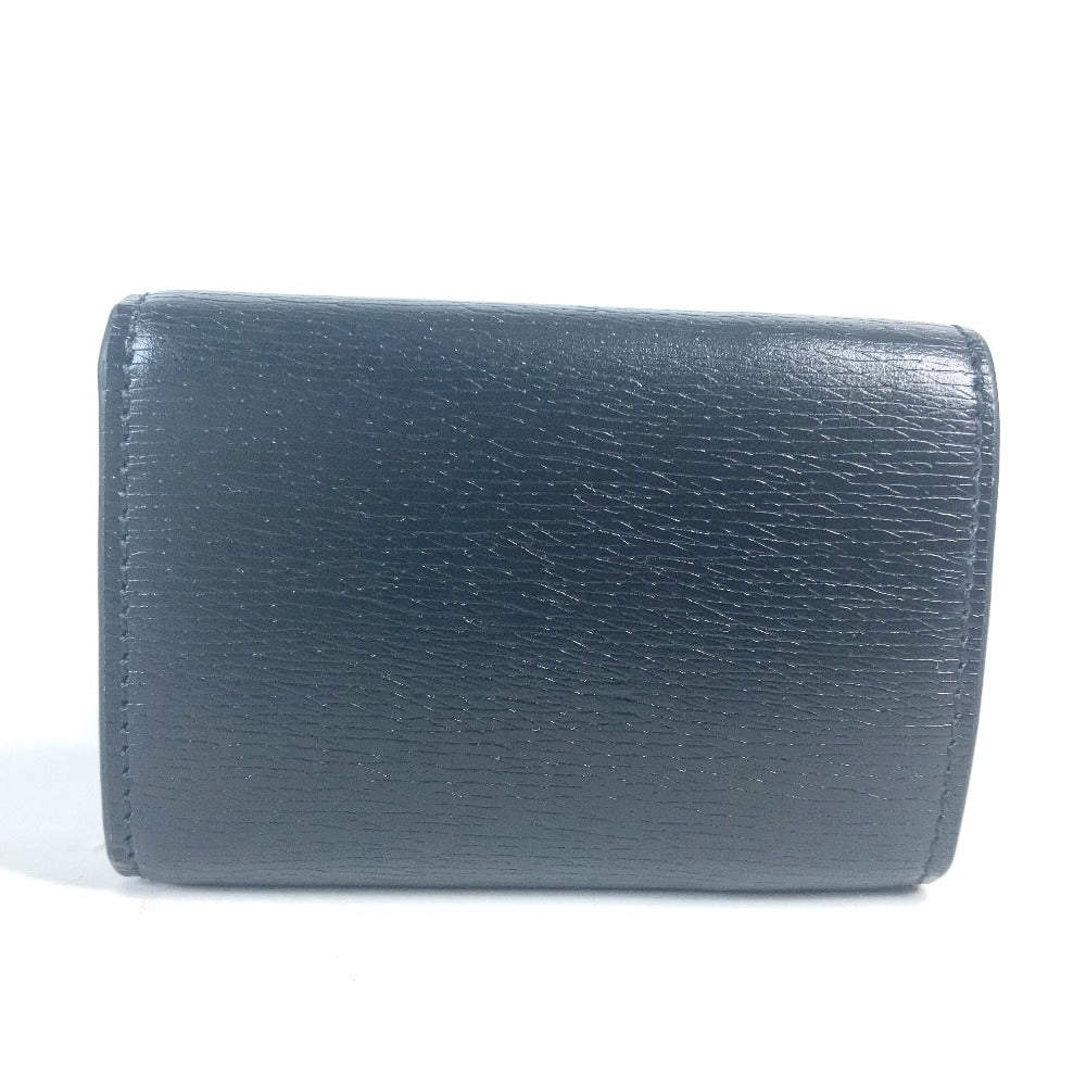 GUCCI Trifold wallet 790100 leather black logo Script Wallet Women Used