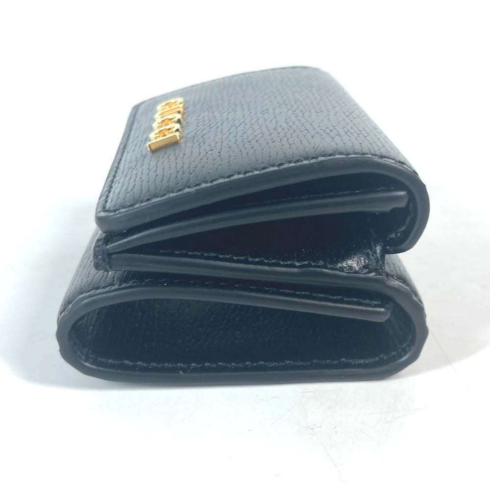 GUCCI Trifold wallet 790100 leather black logo Script Wallet Women Used