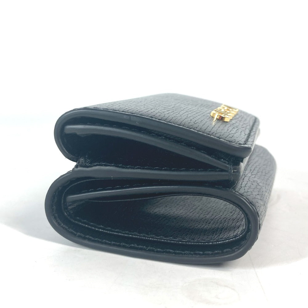 GUCCI Trifold wallet 790100 leather black logo Script Wallet Women Used
