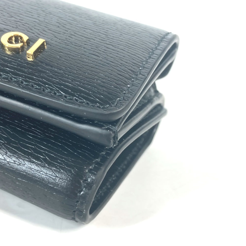 GUCCI Trifold wallet 790100 leather black logo Script Wallet Women Used