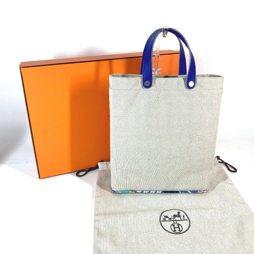 HERMES Tote Bag Canvas, Silk beige Handbag Petit Ash