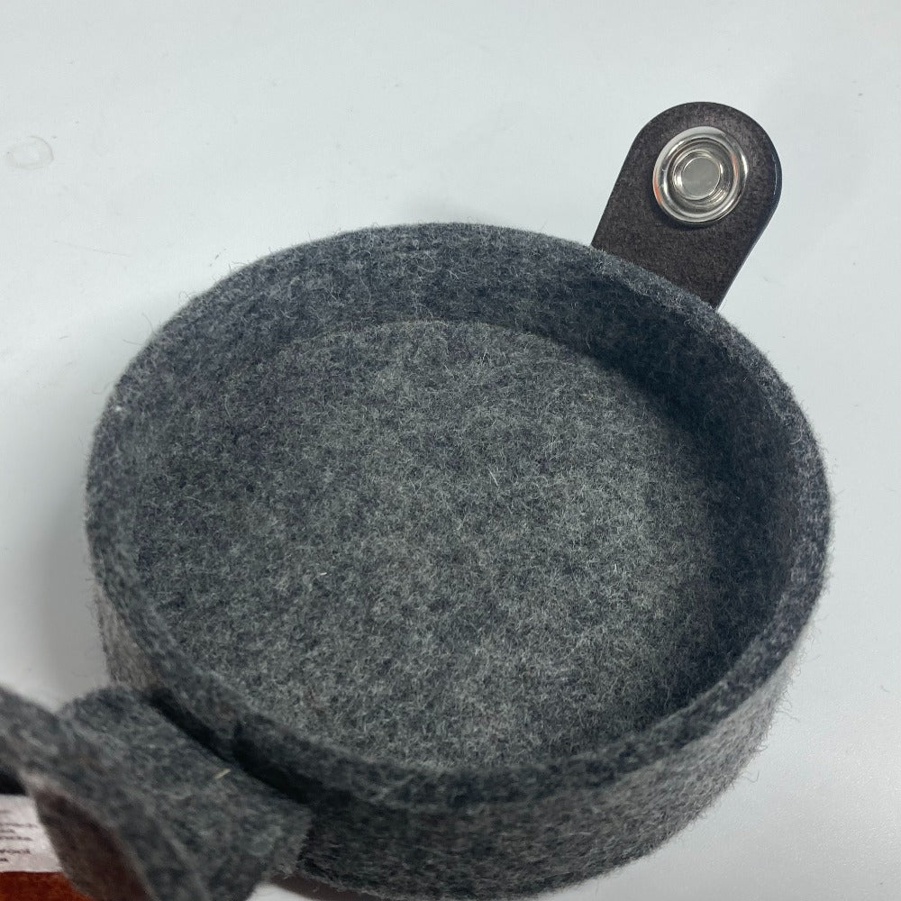 HERMES Pouch felt gray Pouch Round Accessory Box logo sugar box