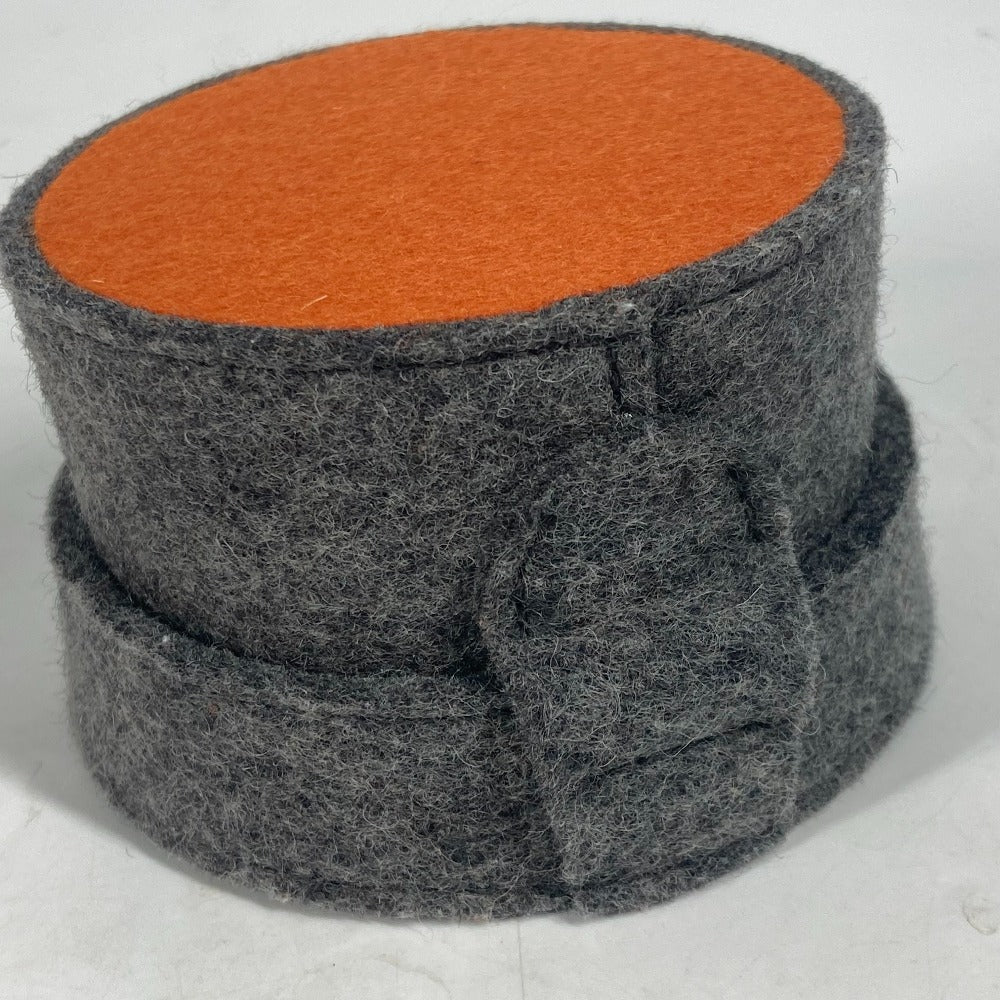 HERMES Pouch felt gray Pouch Round Accessory Box logo sugar box