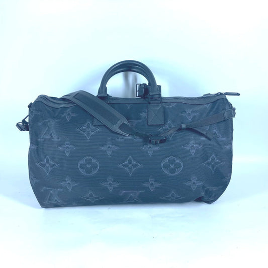 LOUIS VUITTON Boston Duffel bag M45602 Nylon black 3D monogram Keepall reversible bandouliere 50