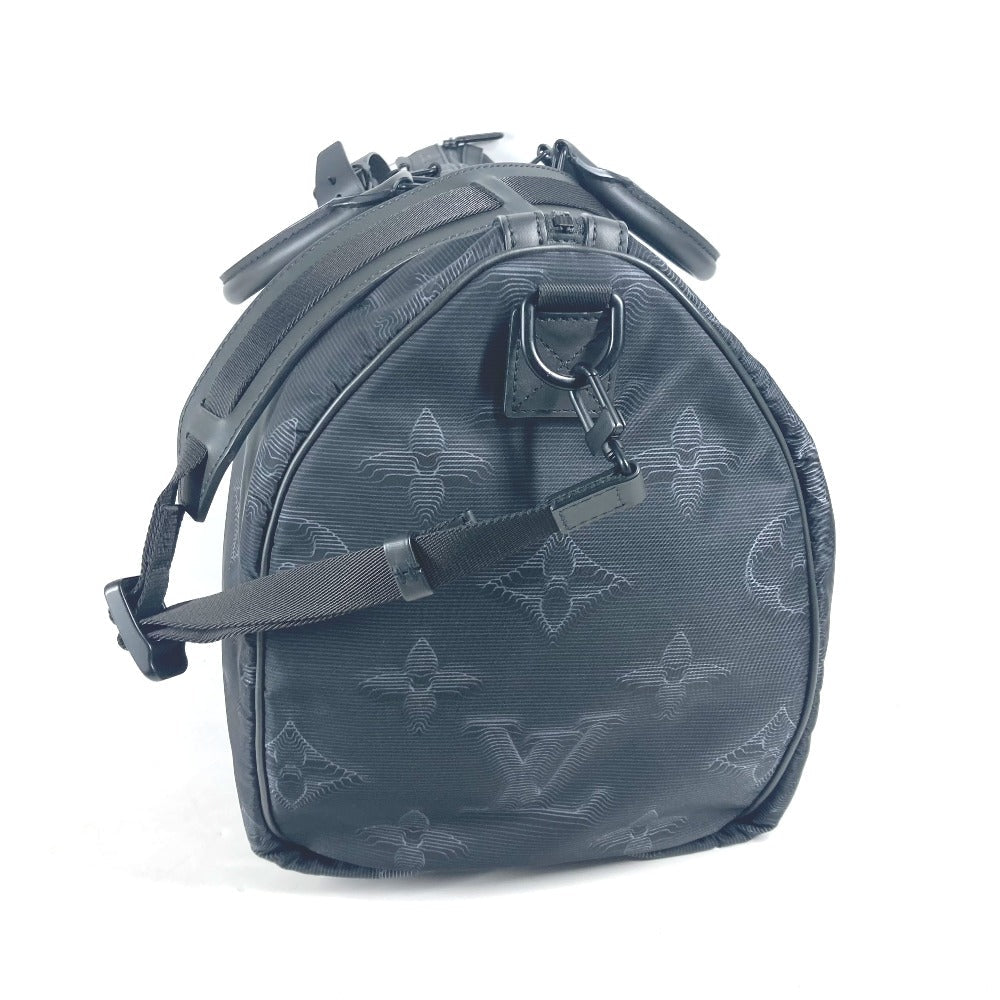 LOUIS VUITTON Boston Duffel bag M45602 Nylon black 3D monogram Keepall reversible bandouliere 50