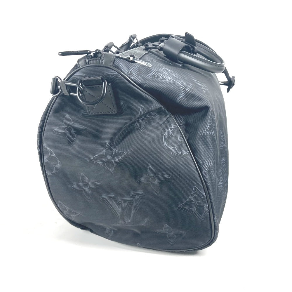 LOUIS VUITTON Boston Duffel bag M45602 Nylon black 3D monogram Keepall reversible bandouliere 50