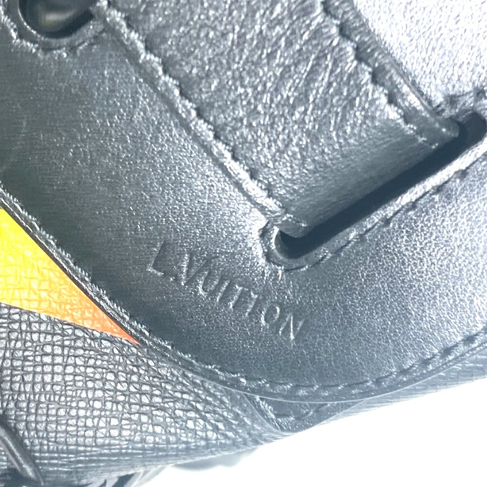 LOUIS VUITTON Handbag M30339 Taiga Leather black Taiga rainbow Steamer PM mens Used