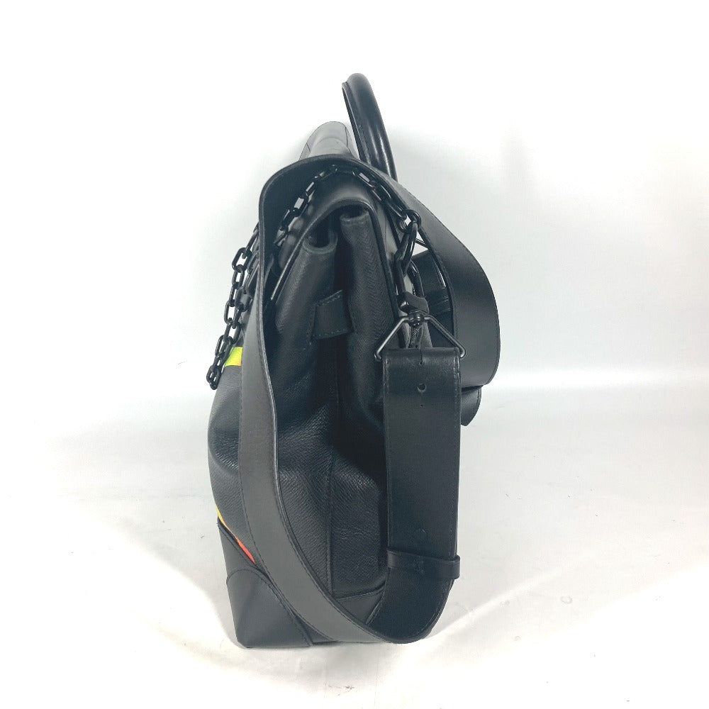 LOUIS VUITTON Handbag M30339 Taiga Leather black Taiga rainbow Steamer PM mens Used