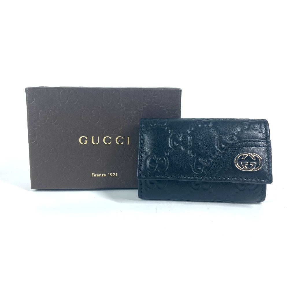 GUCCI Key case Key holder  181680 Sima leather black Guccisima GG 6-key set unisex(Unisex) Used