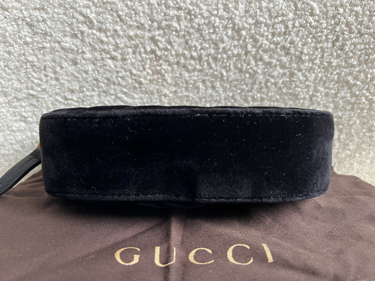 Gucci GG Black Velvet Marmont Belt Bag