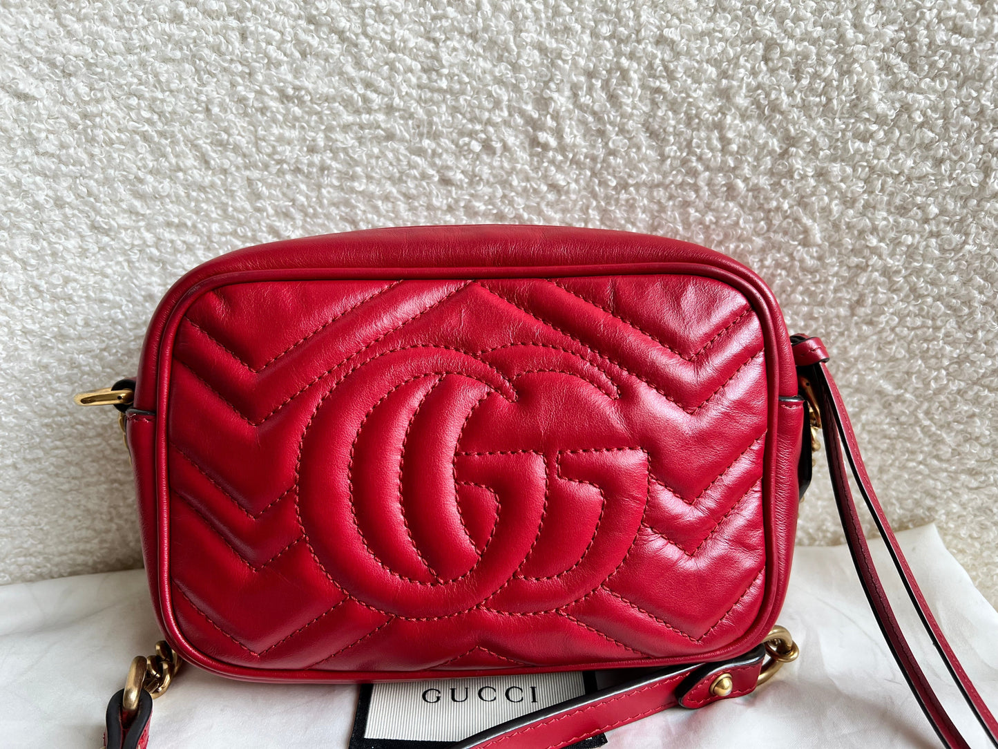 Gucci GG Hibiscus Red Marmont Mini Shoulder Bag (RRP £1220)