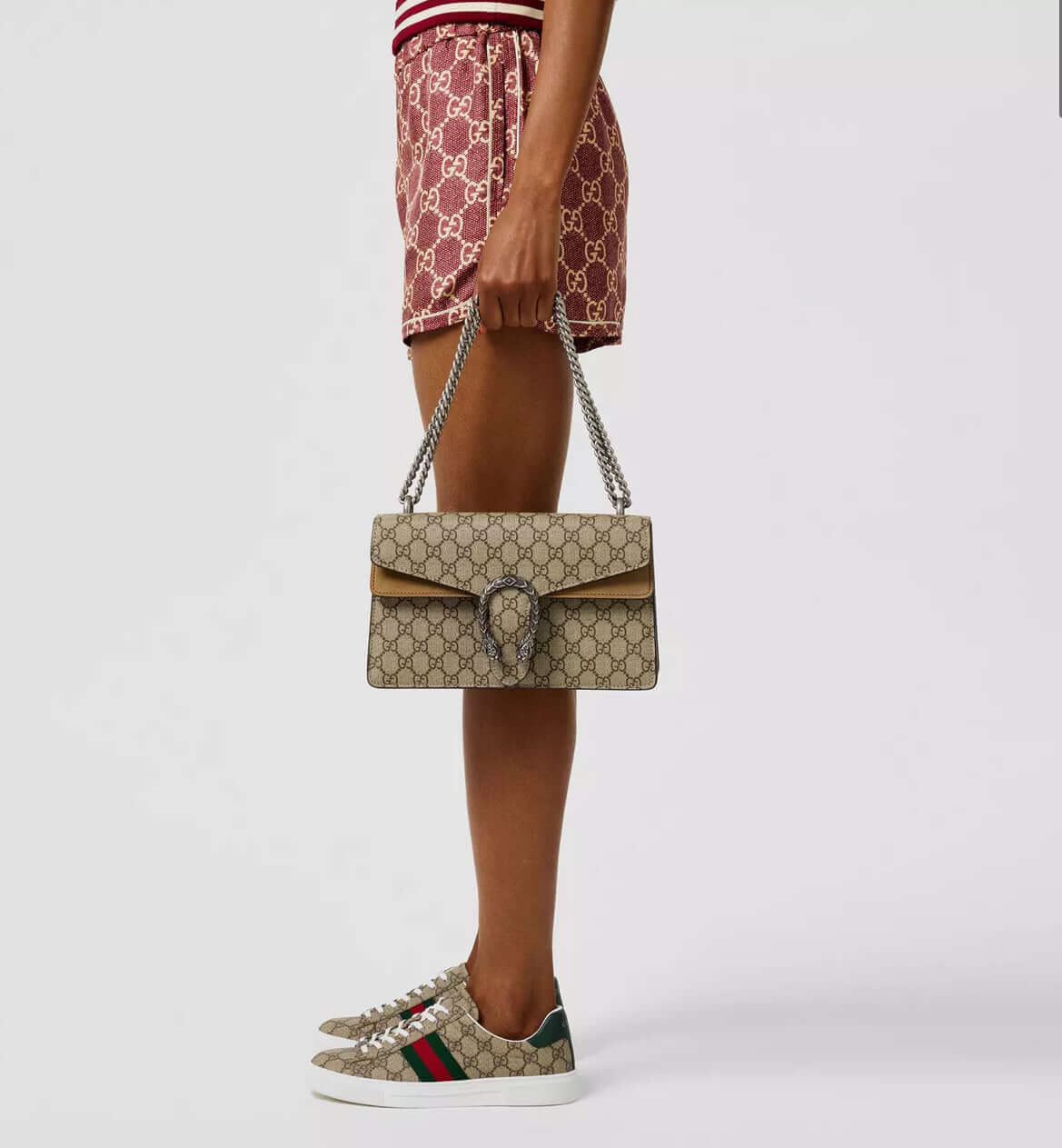 GUCCI Dionysus Canvas With Leather Shoulder Bag