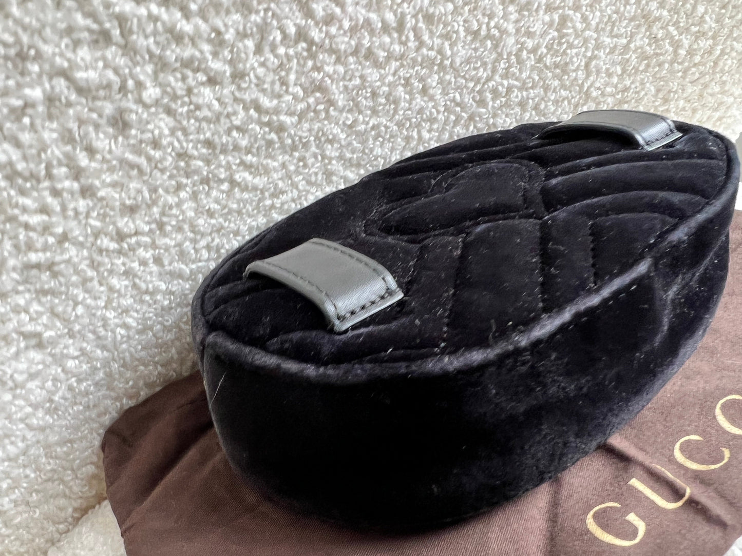 Gucci GG Black Velvet Marmont Belt Bag