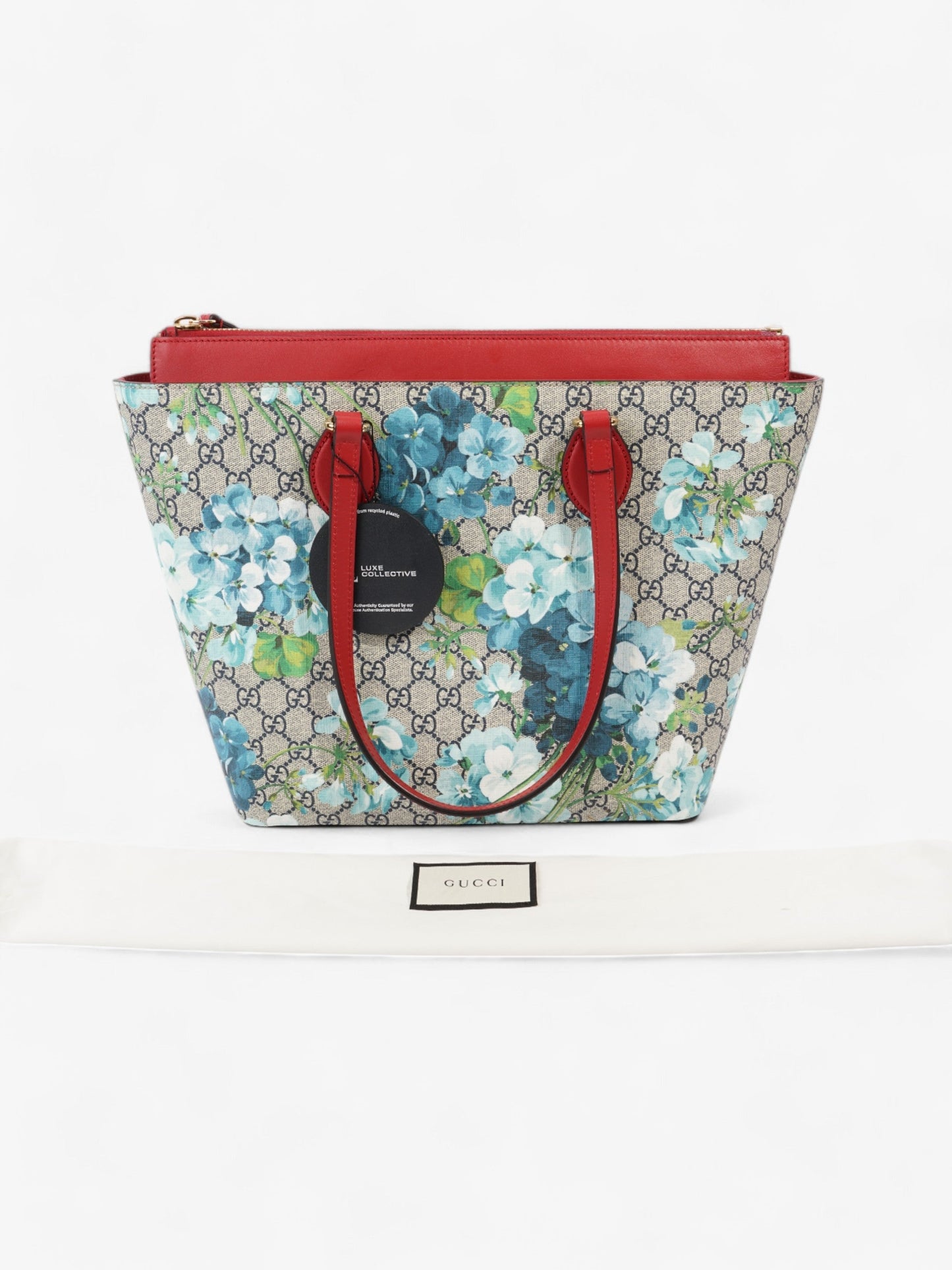 Gucci Linea A Zip Tote GG Supreme / GG Bloom / Red Coated Canvas Medium