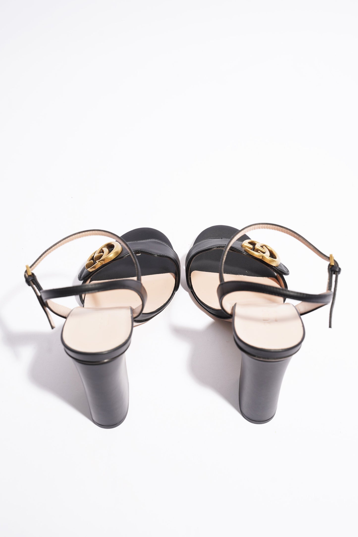 Gucci Marmont Sandal 105 Black / Beige Leather EU 38 UK 5