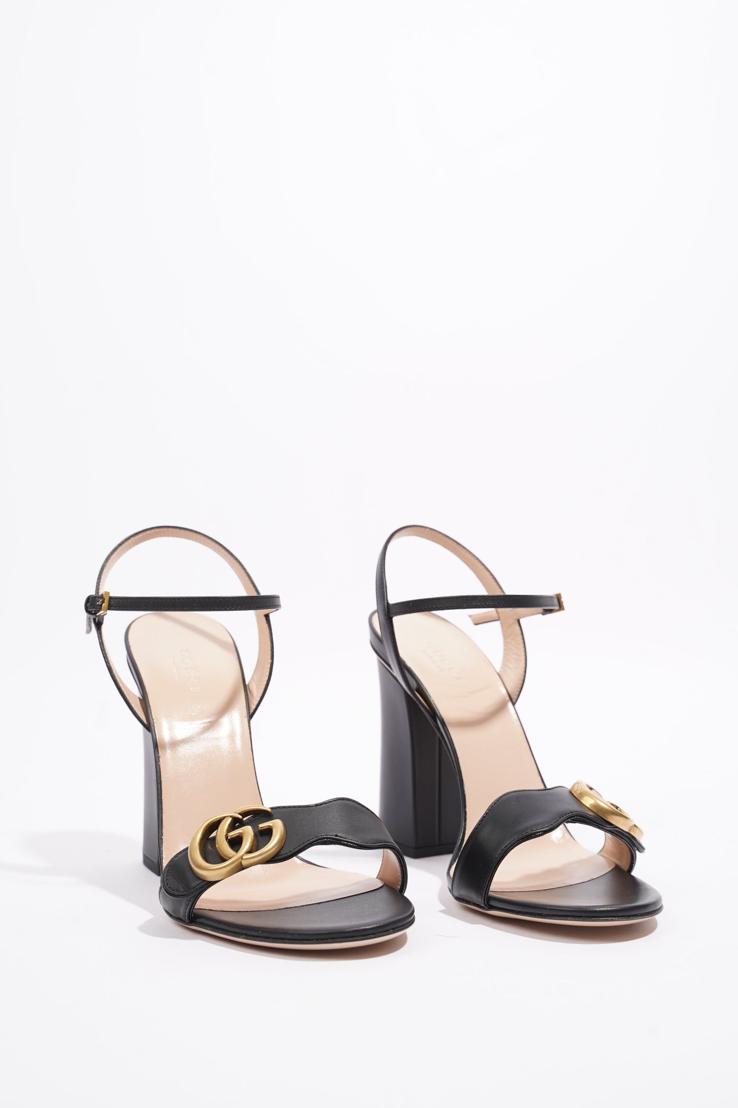 Gucci Marmont Sandal 105 Black / Beige Leather EU 38 UK 5