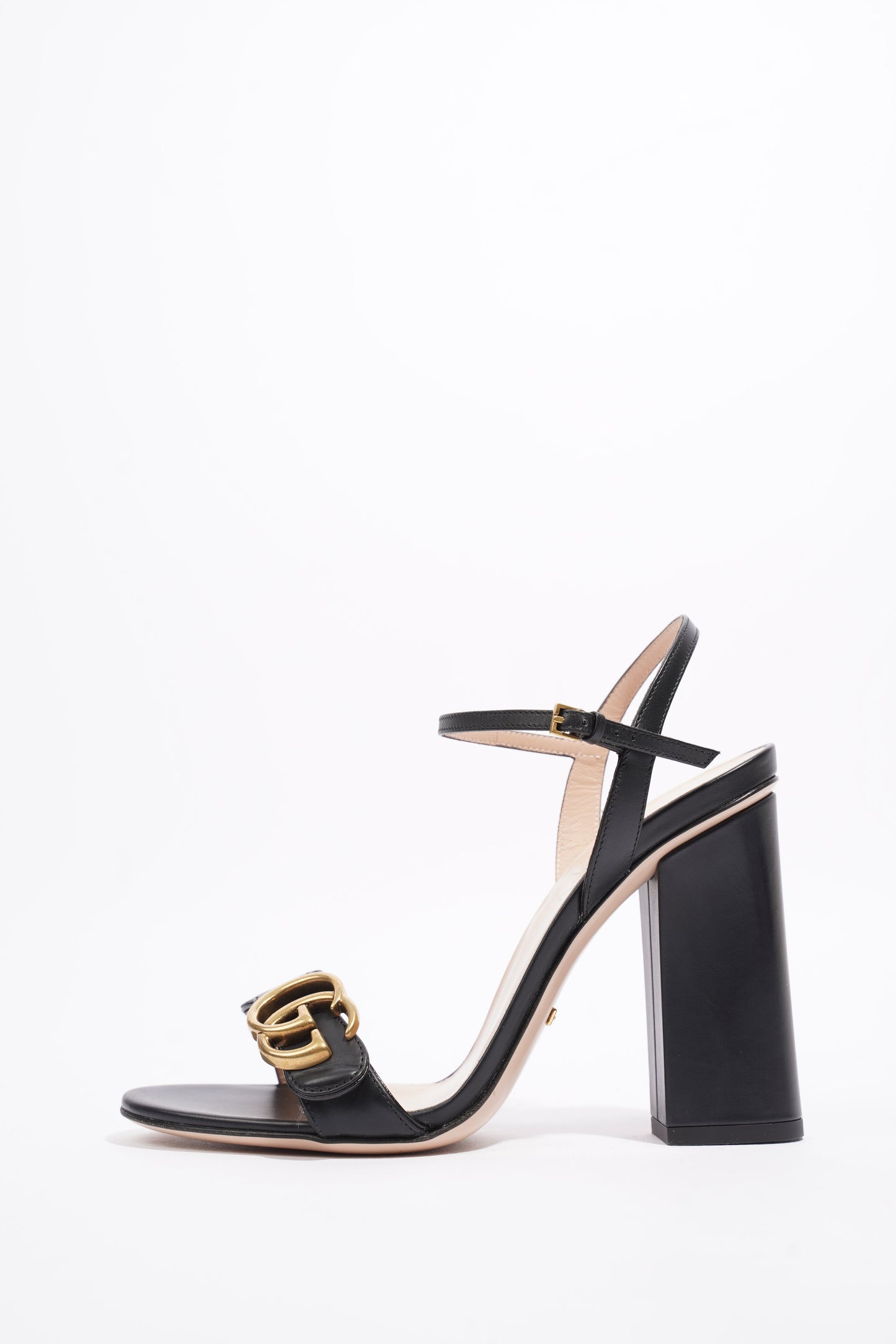 Gucci Marmont Sandal 105 Black / Beige Leather EU 38 UK 5